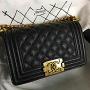 Chanel Small Quilted Caviar Boy Bag Black Gold VS05262 20cm - 4