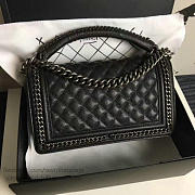 Chanel Caviar Grained Calfskin Boy Bag with Top Handle Black A14041 VS03895 - 6