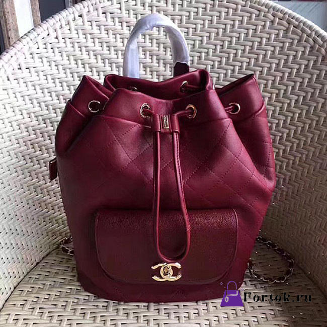 Chanel Calfskin and Caviar Backpack Burgundy A98235 30cm - 1