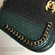 Chanel Snake Embossed Flap Shoulder Bag Green A98774 20cm - 5