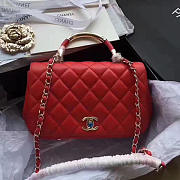 Chanel Caviar Quilted Lambskin Flap with Top Handle Red A93752 25cm  - 1