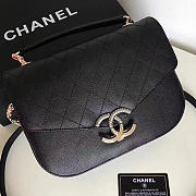 Chanel Grained Calfskin Flap Bag With Top Handle Black A93633 25cm  - 1