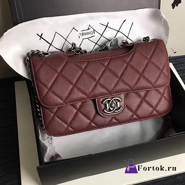 Chanel Quilted Deerskin Perfect Edge Bag Burgundy A14041 26.5cm - 1