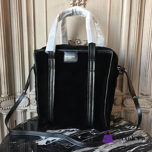 Balenciaga Shearling Shopper Full Black 5606 30cm - 1