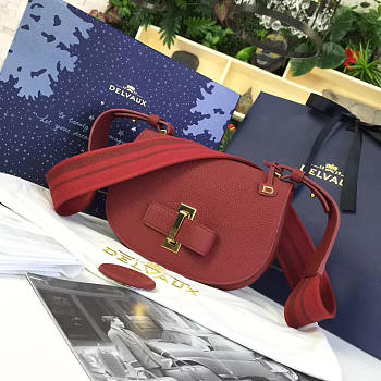 DELVAUX Calfskin Mini Le Mutin Saddle Bag Red 1501 20cm