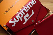 Louis Vuitton Supreme Wallet Clutch Bag Red 61276 - 4