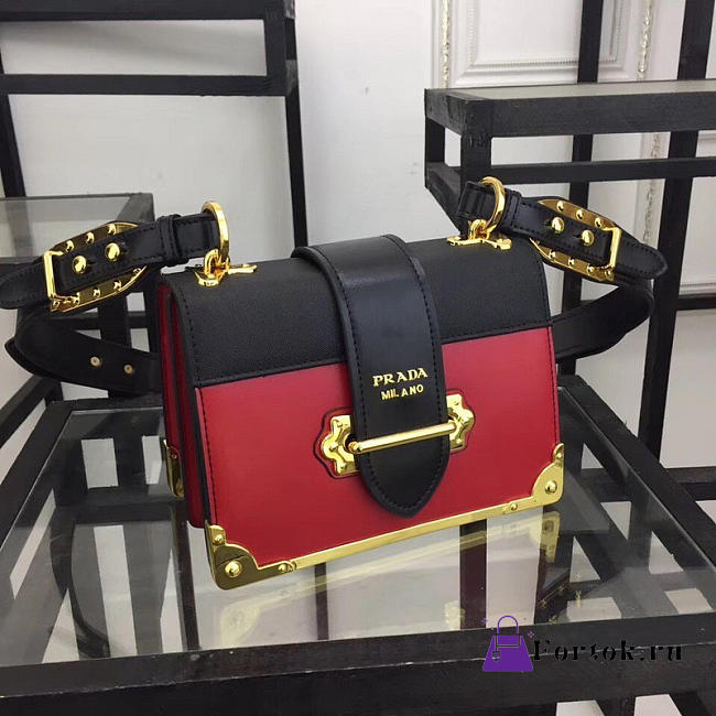 Prada Cahier Leather Shoulder Bag 1BD045 Red - 1
