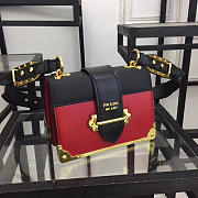 Prada Cahier Leather Shoulder Bag 1BD045 Red - 1