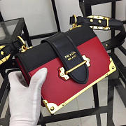 Prada Cahier Leather Shoulder Bag 1BD045 Red - 3