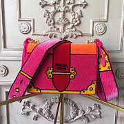Prada Cahier Velvet Shoulder Bag Rose Red 4320 - 1