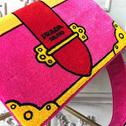 Prada Cahier Velvet Shoulder Bag Rose Red 4320 - 6