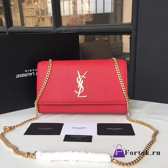 YSL MONOGRAM KATE GRAIN DE POUDRE EMBOSSED Red 4758 24cm  - 1