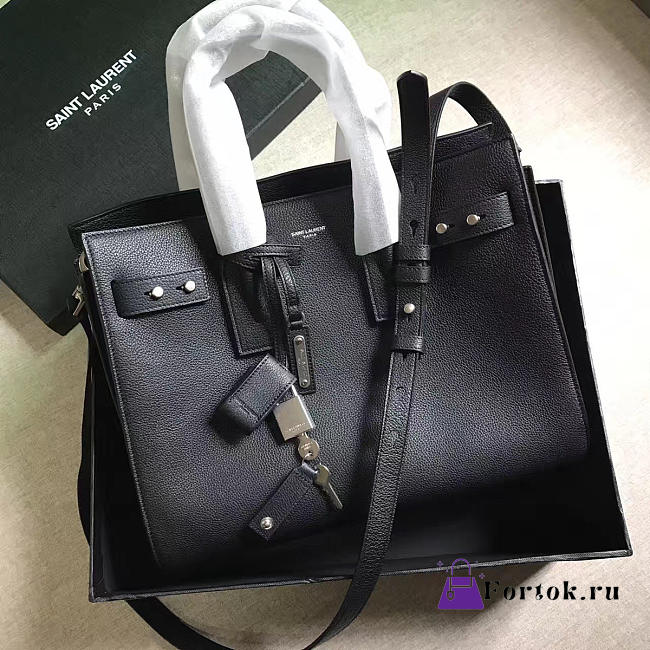 YSL Sac-De-Jour in GRAINED LEATHER Black 4904 32cm  - 1