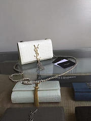 YSL MONOGRAM KATE Tassel Crocodile Leather White 5005 17cm  - 6