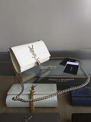 YSL MONOGRAM KATE Tassel Crocodile Leather White 5005 17cm  - 5