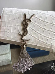 YSL MONOGRAM KATE Tassel Crocodile Leather White 5005 17cm  - 3