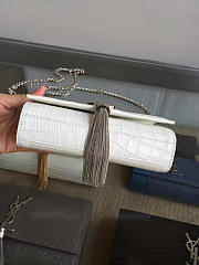 YSL MONOGRAM KATE Tassel Crocodile Leather White 5005 17cm  - 2