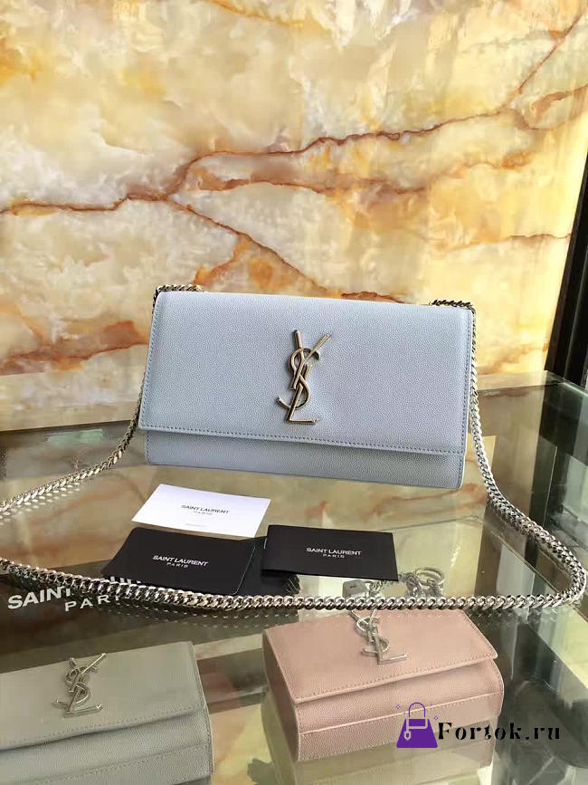 YSL MONOGRAM KATE GRAIN DE POUDRE EMBOSSED Light Blue 5006 24cm  - 1