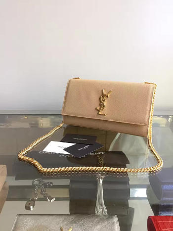 YSL MONOGRAM KATE Gold IN GRAIN DE POUDRE EMBOSSED LEATHER Apricot 5011 24cm