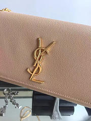 YSL MONOGRAM KATE Gold IN GRAIN DE POUDRE EMBOSSED LEATHER Apricot 5011 24cm - 4