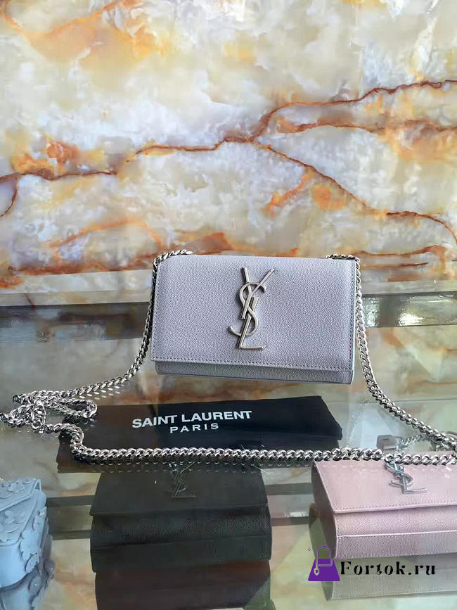 YSL MONOGRAM KATE IN GRAIN DE POUDRE EMBOSSED LEATHER 5020 17cm - 1