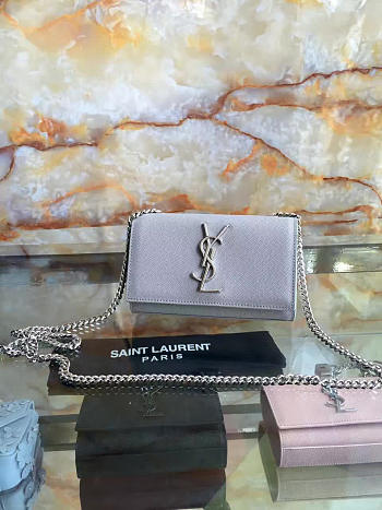 YSL MONOGRAM KATE IN GRAIN DE POUDRE EMBOSSED LEATHER 5020 17cm