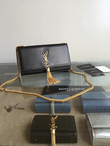 YSL MONOGRAM KATE Gold Tassel in Black 5053 24cm