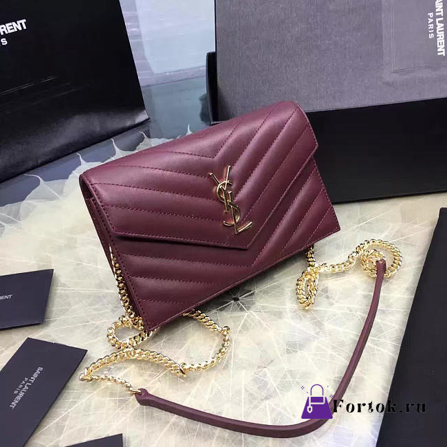 YSL MONOGRAM College Red Wine Hardware Gold 5071 19cm - 1
