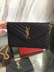 YSL ENVELOPE Gold Chain Walltet Black 5092 22cm - 1