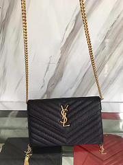 YSL ENVELOPE Gold Chain Walltet Black 5092 22cm - 4