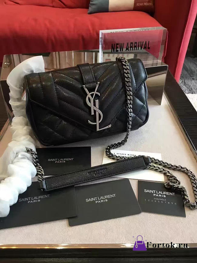 YSL ENVELOPE Satchel Black 5124 18cm - 1
