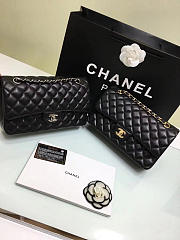 CHANEL lambskin Leather Flap Bag Gold/silver Metal black 25cm - 6