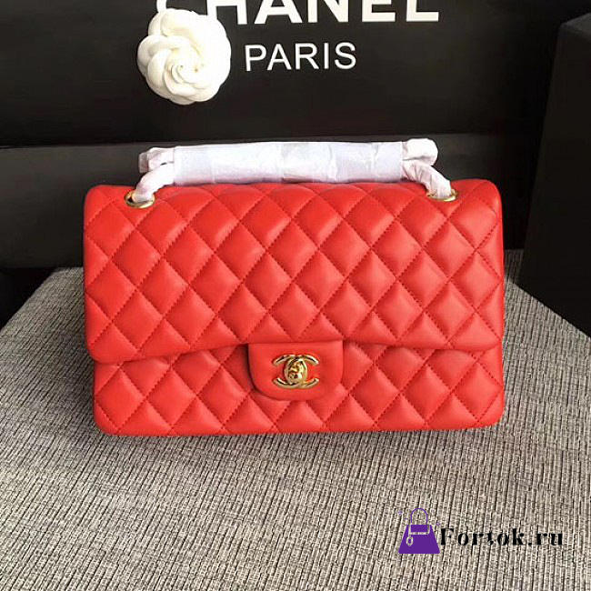 Classic Chanel Lambskin Flap Shoulder Bag Red A01112 VS00699 - 1