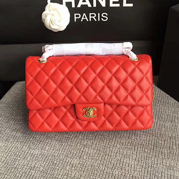 Classic Chanel Lambskin Flap Shoulder Bag Red A01112 VS00699