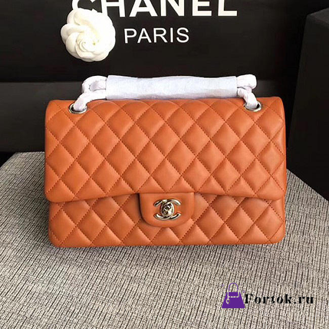 Chanel Lambskin Classic handbag Orange A01112 25cm - 1