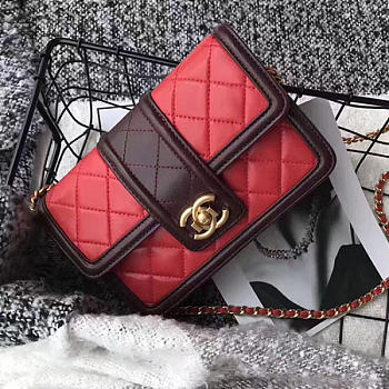 Chanel Lambskin Small Wallet on Chain Red A91365 19cm