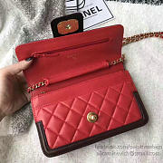 Chanel Lambskin Small Wallet on Chain Red A91365 19cm - 3
