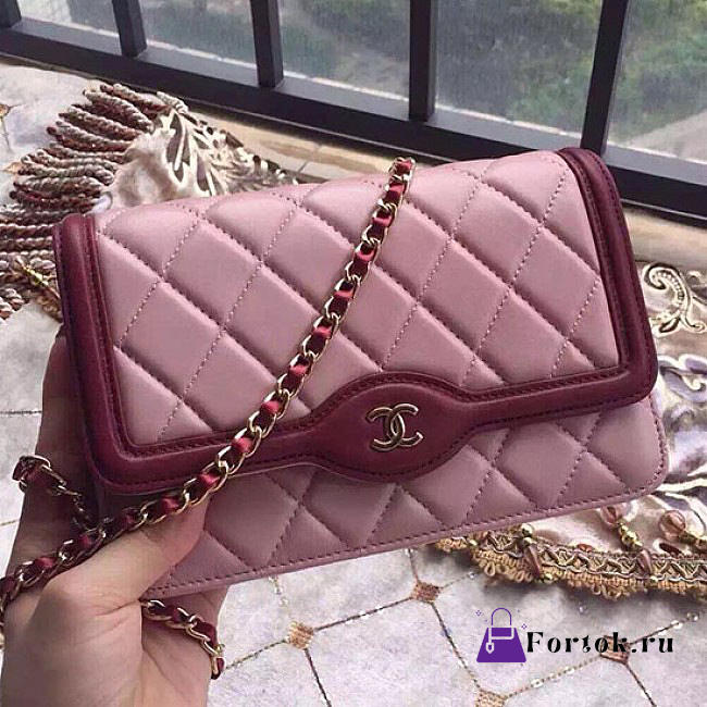 Chanel Lambskin Mini Chain WALLET Pink A81024 19.5cm - 1