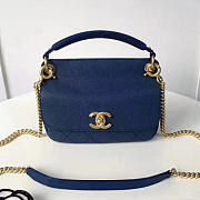 Chanel Grained Calfskin Mini Top Handle Flap Bag Blue A93756 21cm - 6