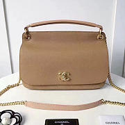 Chanel Grained Calfskin Large Top Handle Flap Bag Beige A93757 28cm  - 1