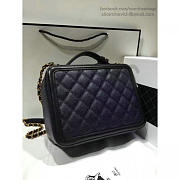 ChanelCaviar Quilted Small CC Filigree Vanity Case Blue VS08734 25cm - 2