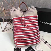 Chanel Canvas Sequins Drawstring Backpack Beige and Red A93671 40cm - 6
