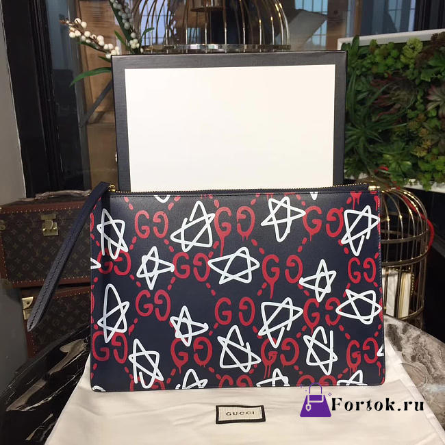 Gucci GG Leather Clutch Bag 011 30cm - 1