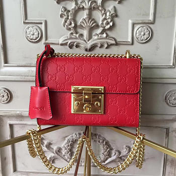 Gucci GG Leather Padlock Studded Red 2609 20.5cm