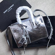 YSL Classic Sac-De-Jour Crinkled Metallic Silver 4733 22cm  - 1