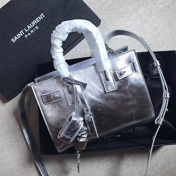 YSL Classic Sac-De-Jour Crinkled Metallic Silver 4733 22cm 