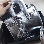 YSL Classic Sac-De-Jour Crinkled Metallic Silver 4733 22cm  - 5