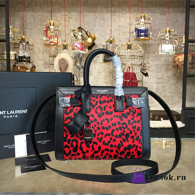 YSL Classic Sac-De-Jour Nano Leopard Pattern Red and Black 4738 22cm  - 1