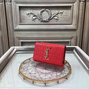 YSL MONOGRAM KATE EMBOSSED CROCODILE SHINY Red 4753 17cm  - 5