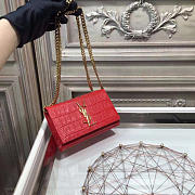 YSL MONOGRAM KATE EMBOSSED CROCODILE SHINY Red 4753 17cm  - 4